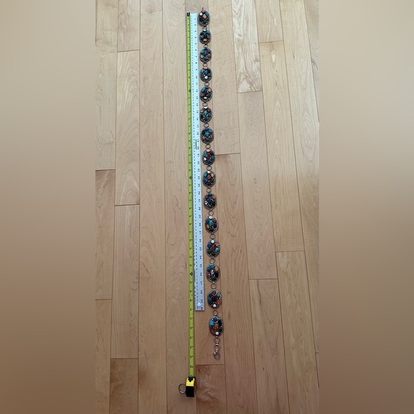 Signed Navajo multi stone Sterling Silver Concho belt - Picture 12 of 16